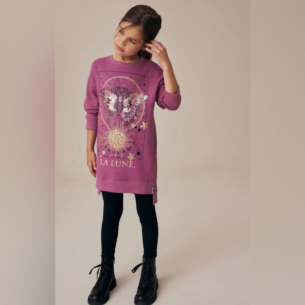 NEXT Kids Butterfly Sweatshirt Dress w/ H&M Leggings
